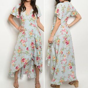 FLORAL PRINT WRAP DRESS